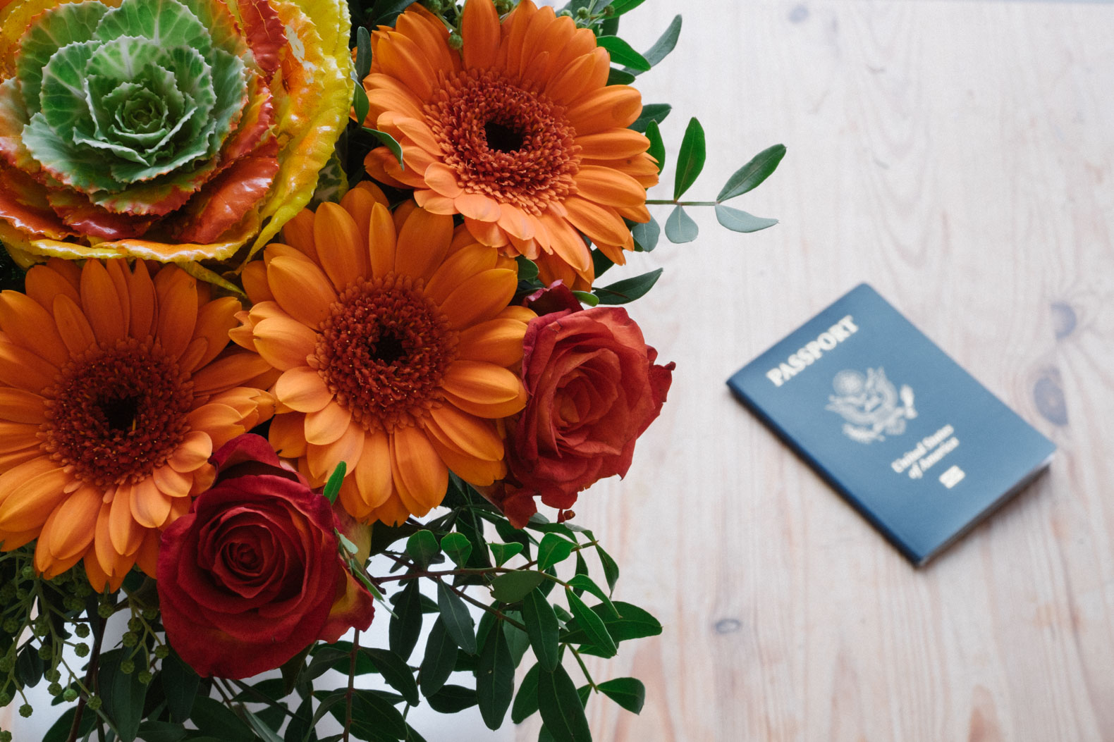 Flowers and a passport